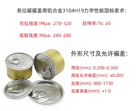 易拉罐罐盖用铝合金5052、3004
